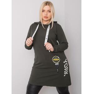 Dámska plus size tunika s kapucňou ASHFORD dark khaki