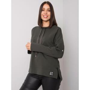 Dámska blúzka s vreckami na rukávoch khaki plus size LUNNARA dark