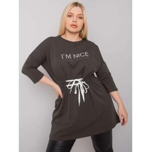 Dámska plus size tunika so zaväzovaním TULSA dark khaki
