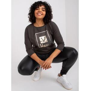 Dámska blúzka s potlačou plus size ROXANNE khaki