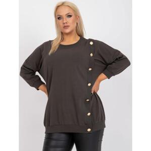 Dámska blúzka s okrúhlym výstrihom plus size BRIGITTE khaki