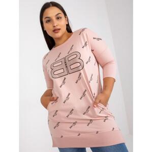 Dámska dlhá plus size blúzka s vreckami IVETTE pink