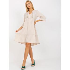 Dámske oversize šaty s 3/4 rukávmi a volánom LETTIE light beige