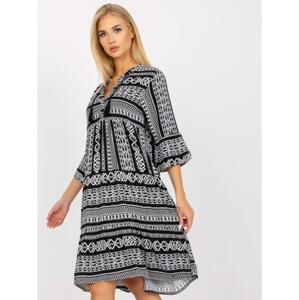 Dámske volánové šaty s 3/4 rukávmi so vzorom JENI black