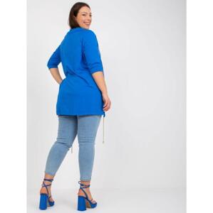 Dámska voľná blúzka s aplikáciou plus size FREE tmavomodrá