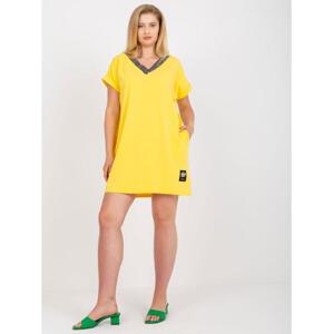 Plus size blúzka s výstrihom CAMERON žltá