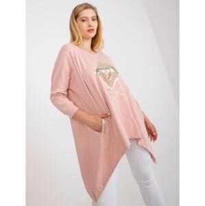 Dámska dlhá plus size blúzka s vreckami CHARITY ružová