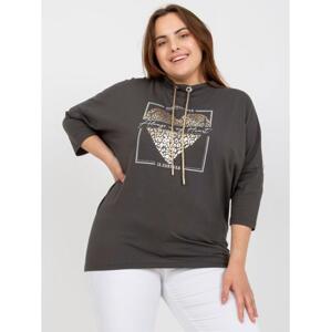 Dámska bavlnená blúzka plus size MARAYANN khaki