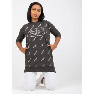 Dámska blúzka s aplikáciou plus size BERTIE khaki