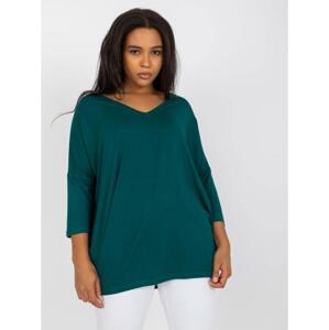 Dámska blúzka z viskózy hladká plus size MARTINE tmavo zelená