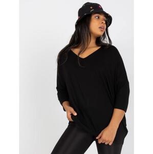 Dámska blúzka plus size s 3/4 rukávmi CYRIA čierna