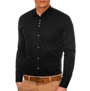 Pánske elegantné tričko s dlhým rukávom LELAND čierne