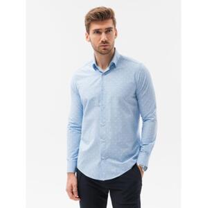 Pánske elegantné tričko s dlhým rukávom ZIBEON light modrá