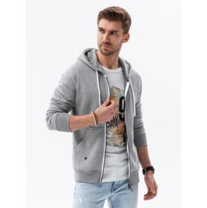 Pánska mikina na zips FREDDY šedá melange