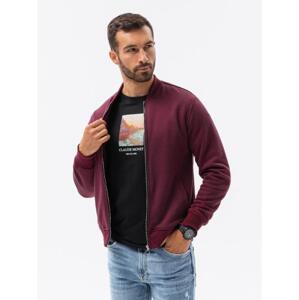 Pánska mikina na zips SAM tmavo červená