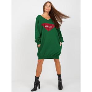 Dámska blúzka s aplikáciou oversize LINE tmavo zelená