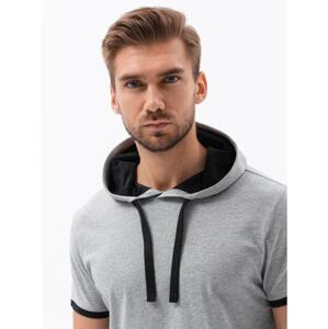 Pánske hladké tričko s kapucňou ROCKE sivý melanž