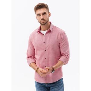 Pánska košeľa s dlhým rukávom SLIM FIT červená