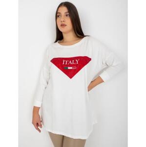 Dámska blúzka s aplikáciou a potlačou PLUS SIZE ecru