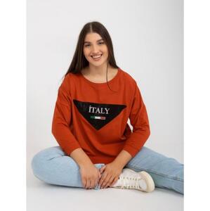 Dámska blúzka s aplikáciami plus size FAWNIA tehlová
