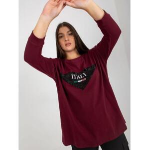 Dámska blúzka s 3/4 rukávmi plus size NINON slivková