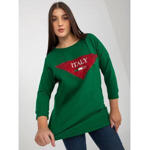 Dámska blúzka s 3/4 rukávmi plus size CELINE tmavo zelená