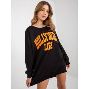 Dámska Dámska mikina oversize s nápisom LEXI čierno-oranžová