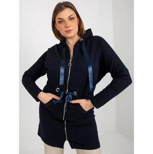 Dámska blúzka plus size s kapucňou PENY námornícka modrá
