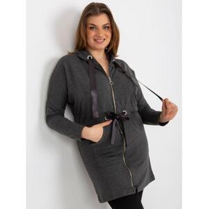 Dámska blúzka so zipsom plus size OPALINE tmavo šedá