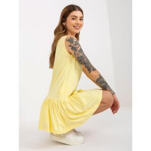 Dámske šaty bez rukávov s volánom FLORETTA svetlo žlté