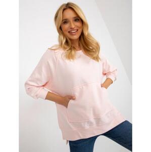Dámska mikina oversize bez kapucne BASIC svetlo ružová