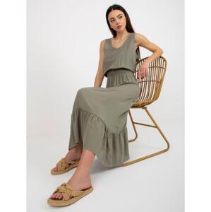 Dámske šaty s volánom a elastickým pásom FRESH MADE khaki