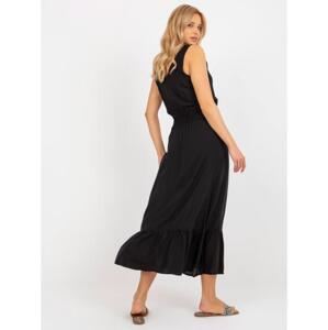 Dámske šaty s volánom bez rukávov maxi FRESH MADE čierne