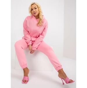 Dámska súprava plus size basic s nohavicami UWA ružová
