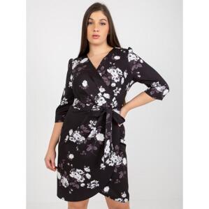 Dámske šaty plus size kvetované HIGA čierne