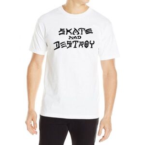 Thrasher Skate Mag Skate & Destroy Short Sleeve Tee White - Pánske - Tričko Thrasher - Biele - 110103-WHT - Veľkosť: M
