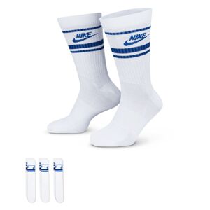 Nike Sportswear Dri-FIT Everyday Essential Crew 3-Pack Socks White Game Royal - Unisex - Ponožky Nike - Biele - DX5089-105 - Veľkosť: L