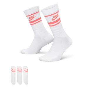 Nike Sportswear Dri-FIT Everyday Essential Crew 3-Pack Socks White Hot Punch - Unisex - Ponožky Nike - Biele - DX5089-100 - Veľkosť: L